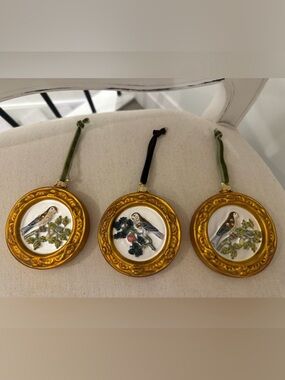 NWT Anthropologie Home Set of Three Gold Bird Christmas Ornaments